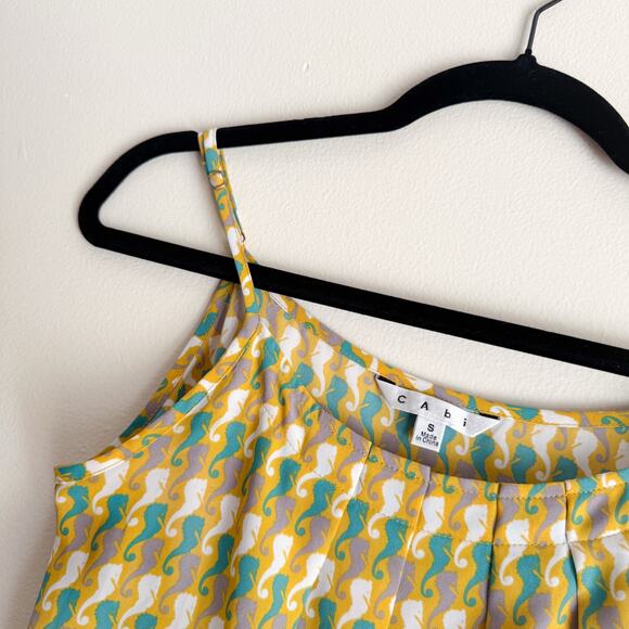 Cabi Green + Blue Seahorse Print Sleeveless Tank Top Blouse - Small - Picture 3 of 8